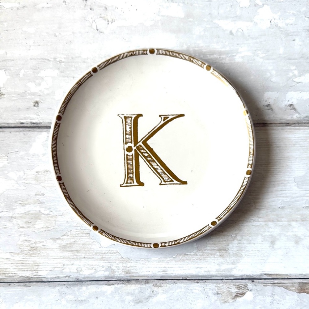 Signature Housewares Ceramic 6in Plate Gold Detail Monogrammed Letter Home